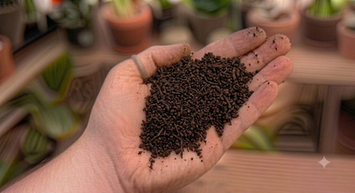 Worm castings, the gentle nutrient component in a peace lily mix