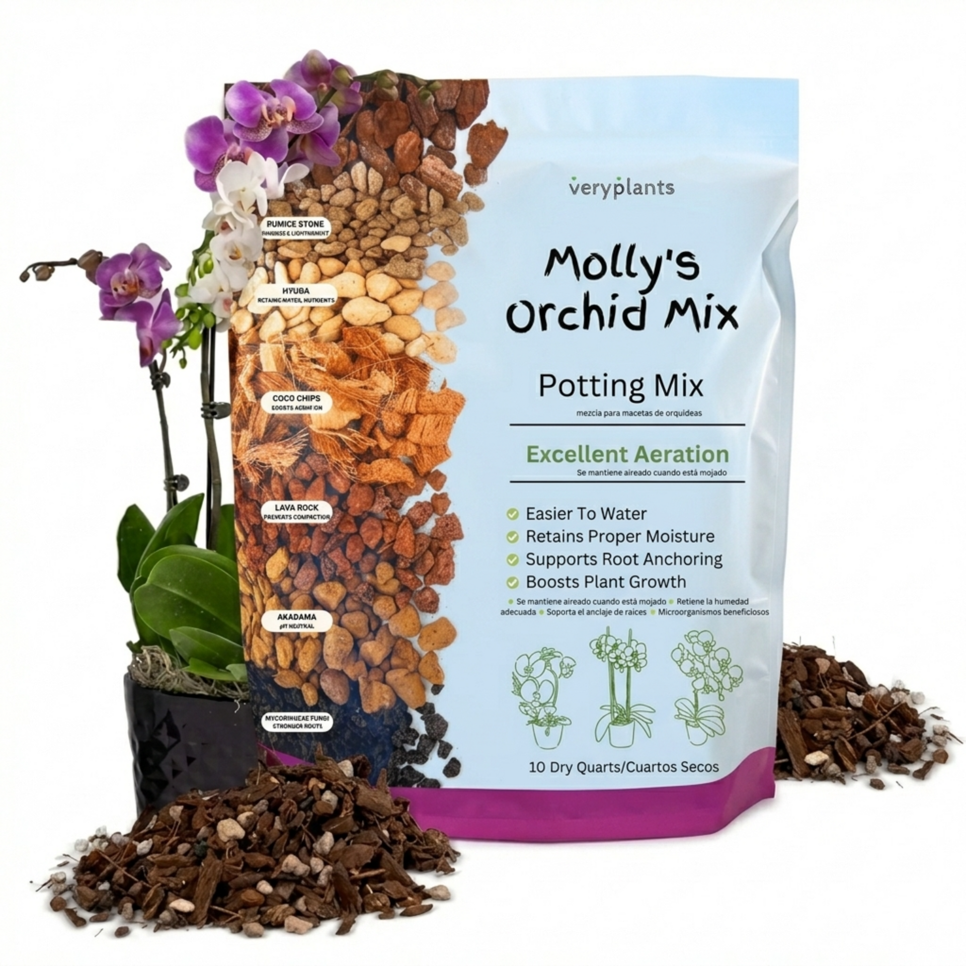 buy orchid potting mix Molly's Orchid Mix - Premium Soilless Orchid Potting Mix