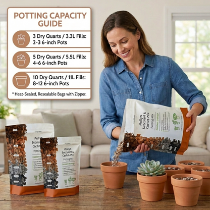 Molly's Succulent Mix - Premium Gritty Soilless Potting Mix for Succulents, Cactus and Bonsai
