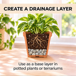 Pumice as a drainage layer at the base of a pot